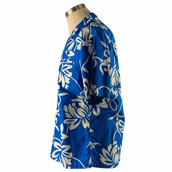 Vintage TI'a Blue with White 100%Cotton‎ Hawaiian Surf Shirt - Picture 6 of 9